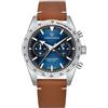 TYBERLEY Orologi al quarzo da uomo 40 mm in acciaio inossidabile cronografo impermeabile orologio da polso per uomo, orologio da polso in pelle (Silver Blue Leather PD1766CN)