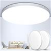 OUILA Plafoniera LED Soffitto 24W [2 Pezzi], Lampada da Soffitto 6500K 2000LM Plafoniera Bagno IP44 Impermeabile Rotonda Ø28CM Lampadario LED Moderna Luce Soffitto per Cameretta, Cucina, Soggiorno