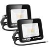 RIGIDON 2x 10W Luci da Esterno, 1000 Lumens Faretto Led, Fari di Sicurezza, Proiettore Led Esterno, Faretti LED Lampada Luce Bianca Naturale 3000K, IP66 Per Giardino Cortile Garage Piazza Officina