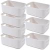 EURXLQ 7 Pezzi Cestini Portaoggetti Plastica Scatole Organizer con Manici,Contenitori per Armadio,Contenitore Plastica,Organizer Portaoggetti per Cucina Bagno Cosmetici (Grigio, 25×18×10 cm)