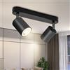 BOYIR Faretti da Soffitto Orientabili, GU10 Faretti LED da Soffitto Nero, Lampada Soffitto 2 Luci Moderni, Faretto da Parete Interno in Alluminio per Cucina, Camera, Barra, Lampadina Non Inclusa