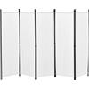 [en.casa] Paravento/Separè per Interni/Balcone, 171 x 250 cm (AxL) Divisorio a 5 Pannelli per Camera da Letto/Studio Medico - Struttura Pieghevole - Bianco