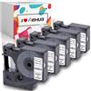 hehua 5x Hehua 43613 Compatibile con Dymo d1 6mm 43613s S0720780 Nero su Bianco
