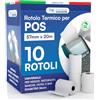 DNK TRADE, 10 Rotoli pos in carta termica di alta qualità 57x20 metri, ideali per i dispositivi POS Nexi, Nexa, Sumup e altri dispositivi POS compatibili. (10)