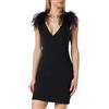 Pinko PICA Abito Crepe Tecnico Stretch + Piume Vestito da Festa, Z99_Nero Limousine, 36 Donna