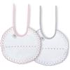 Interbaby Confezione da 2 bavaglini rotondi in piquet rosa e grigio