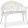 Relaxdays Panchina in Ghisa, 2 Posti, Rose, da Esterno, Terrazzo, Giardino, Ferro Stile Antico, 78x98x57cm, Bianco/Verde
