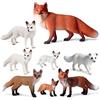 SIENON Set di 8 statuette di volpe artica e volpe rossa, motivo: volpe, famiglia, animali della foresta, statuette in miniatura, volpe, animali, giocattoli, topper per feste di compleanno della
