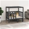 Homgoday Gabbia per Cani Grigia 105,5x83,5x100cm Legno Massello di Pino, Stabile, Kennel per Cani da Interno ed Esterno