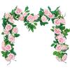ANBOWEI 3 Pezzi Ghirlanda Fiori Finti per Decorazioni 24 Piedi Rosa Ghirlanda Fiori Artificiali con 27 Rosa Fiori per Arco di Nozze Feste Festive Home Garden Balcone Decor