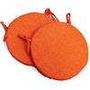 Russo Tessuti Coppia Cuscini Coprisedia Cucina Sgabelli Rotondi Lacci Double Face Sfoderabili -Arancione