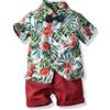 UUAISSO Abbigliamento per Neonato Camicia Stampata Top a Maniche Corte Set di Pantaloncini Hawaiani per Neonati Rosso 18-24 mesi