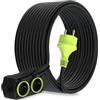 MutecPower 20m Cavo di prolunga con 4 prese Schuko per uso esterno IP44 H05RR-F3G 1,5mm² prolunga a 4 vie con contatti di protezione cavo in gomma da esterno 20 metri nero/verde