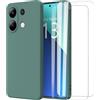 MOONESS Cover per Xiaomi Redmi Note 13 4G (6.67) Custodia,Con 2 Pellicola Vetro Temperato Morbida Sottile Liquid TPU Case per Xiaomi Redmi Note 13 4G - Verde scuro