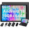 GOODTEL 2024 Newest Tablet 10 Pollici Android 13 con 10GB RAM 64GB ROM (TF 1TB), WiFi 6(5G+2.4G), Octa-Core, Bluetooth 5.0, GMS, GPS, Type-C, OTG, 6000 mAh, 8MP+5MP, con con Custodia, Tastiera e Mouse - Nero