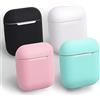 homEdge Custodia per AirPods, 4 confezioni Custodia protettiva in silicone senza cuciture per custodia Apple AirPods - Nero, bianco, rosa e verde menta