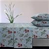 Tribeca Living Set di lenzuola in flanella ultra morbida, 170 g/m², con tasca profonda, accogliente biancheria da letto invernale per letto matrimoniale, colore: blu floreale