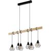 EGLO Lampada a sospensione Townshend 5, plafoniera vintage a 6 punti luce, design industriale, lampada appesa retrò in acciaio e legno, nero, marrone, E27, certificazione FSC