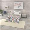 Italian Bed Linen Trapuntino Estivo Linea BASIC Made in Italy Copriletto Stampato in Morbida Microfibra - Trapunta Primavera Estate Mezza Stagione - Cerchi astratti, Singolo 160x240cm
