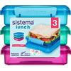 Sistema Lunch Sandwich Box | Contenitori per alimenti da 450 ml | Senza BPA | Colori assortiti | 3 pezzi
