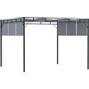 Outsunny Gazebo da Esterno Pergola da Giardino 3x3 m in Acciaio con Tettuccio Scorrevole e 8 Picchetti Inclusi, Grigio Scuro