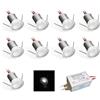kpslucerna Mini faretto da incasso a LED, in alluminio, 9 pezzi, 12 V, 1 W, per cucina, scale, armadio, corridoio, illuminazione fai da te, rosso e blu, bianco (Bianco Freddo)