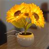 ALEENFOON Lampada da Tavolo Girasole con Vaso in Ceramica Simulazione Fiore Luce d'Ambiente USB Ricaricabile Ornamenti per La Casa Soggiorno Matrimonio Desktop Decor