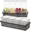 Final touch condimento dispenser Holder - 4 vano guarnire bar Caddy 5 pezzi Set include 4 contenitori estraibili e una base antiscivolo. Apertura cocktail ingredienti come ciliegie olive limoni e lime