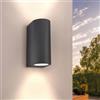 Ledvion - Lampada da Parete LED Antracite & Tondo, Spot GU10, IP54, Luce Su&Giù, Lampada Esterna, Illuminazione Giardino, Illuminazione Facciata