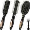 Rickwayy Set di 4 spazzole per capelli antistatiche, spazzola per capelli statica, spazzola per massaggio rilassante, spazzola per capelli da uomo, setole morbide e flessibili