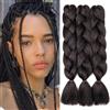Cybelleza Extension Treccine Treccia Africane Capelli Marrone Sintetici Finti Lunghi Intrecciati 60cm Jumbo Braids 3PCS 300g Crochet Twist Bellezza, Marrone Scuro