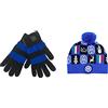 Inter GUANTO MAGLIA RIGHE TOUCH SCREEN Prodotto Ufficiale Official Merchandising, Nero, Taglia unica & Cappellino di Natale, Xmas 2021_Beanie, Berretto Unisex, Adulto, Taglia Unica, Blu