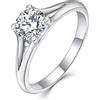 starchenie Starnny Anello di fidanzamento Solitaire Infinito Donna Fede Argento 925 Zirconia Cubica 3A Anello oro bianco regalo per lei,14.5