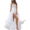 MJGkhiy Vestiti Donna Eleganti Lunghi Spaghetti Strap Sexy Scollo a V Boho Allentato Vestito Lungo Bandage Multiway Vestito Abito da Sposa Curvy Bianco Abito Cerimonia Donna Estivo