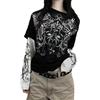 NiRwa Top da donna vintage gotico con stampa Hawk maglietta a due pezzi per ragazze adolescenti abbigliamento emo Y2K E-Girls t-shirt alternativa, Nero , L