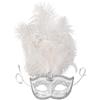 dressforfun 900887 Accessorio Donna Maschera Veneziana con Piume Costume Carnevale Celebrazione, Argento, Nr. 303545, 16,5 x 10,5 cm