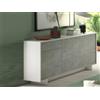 Dmora - Credenza Agrifoglio, Madia da salotto, Buffet da soggiorno a 3 ante e 1 cassetto, 100% Made in Italy, 170x42h78 cm, Bianco e Cemento