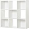HOMCOM Libreria Bianca per Casa e Ufficio, Scaffale dal Design Moderno con 9 Scomparti in Legno, 91.5 x 29.5 x 91.5 cm|Aosom