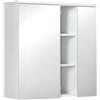 kleankin Armadietto Specchiera Bagno 2 Ante con Ripiani Aperti e Mensole Regolabili, 60x20x61cm, Bianco|Aosom