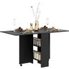 HOMCOM Tavolo Pieghevole in Legno per 4-6 Persone con Ruote, 75x140x74cm, Nero|Aosom
