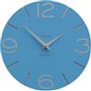 CalleaDesign Orologio da Parete Smile - Handmade in Italy, Design Silenzioso Moderno, 30 cm, Elegante da Arredo - Colore Blu luce e Alluminio