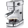 Severin KA 5994 Macchina Espresso Espresa, per 1 o 2 Tazze, Adatta per cialde ESE e caffè macinato, Pronta in 40 Secondi, Pressione 15 Bar, 1350 W, Acciaio Inox, Argento/Nero