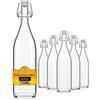 Flaschen-Fuchs Set di 6 Bottiglie in Vetro da 750ml con Chiusura Ermetica - Bottiglia per Olio, Vino, Liquori, Acqua, Birra, Succhi di Frutta, Conserve e Latte - Bottigliette di Vetro piccole