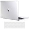 TECOOL Cover compatibile con MacBook Pro 15 Pollici 2019 2018 2017 2016 (A1990 A1707) con Touch Bar, Custodia Rigida Protettiva Sottile in Plastica e Copritastiera UE, Superficie Lucida Trasparente