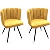 HOME DECO FACTORY Ariel - Set di 2 sedie in velluto giallo per mobili, per sedia, sedia, soggiorno, sala da pranzo, casa, camera, mobili, tessuto e poliestere, senape, 59,5 x 47,5 x 79 cm
