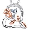 MAMIJUX Collana Rosa Mamma Ti voglio Bene Regalo Argento