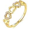 Bellitia Jewelry Donna Anello in Argento 925 Placcato Oro 18k Anelli Diamante Simulato Zirconi Banda Fidanzamento Promessa Anello Design Cuore Anniversario Fedi Nuziali Gioielli Regalo