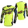 O'Neal | Maglia Motocross | Enduro Motorcycle | Fit per la Massima Gamma di Movimento, Protezione Gomito Cucita, Traspirante | Jersey Element Villain | Adulto | Giallo Neon | Taglia L