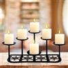 Beyoogeem Candelabro da caminetto in metallo nero opaco con 6 supporti per candela, decorazione per caminetto o pilastro di cera, centrotavola per Natale, decorazione per feste di nozze