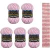 Wollbiene Crazy Cotton Batik, 5 gomitoli di lana da 100 g, 500 g, con sfumatura, 55% cotone, multicolore, per tutto l'anno (6080 lilla, blu)